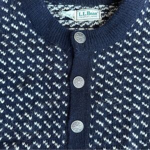 L.L. Bean Navy and White Cardigan Sweater